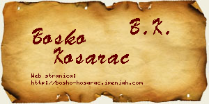 Boško Košarac vizit kartica
